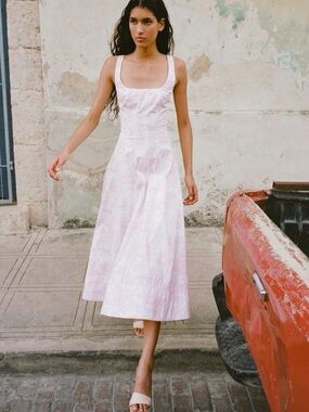STAUD Pink Scoop-Neck Maxi Dress